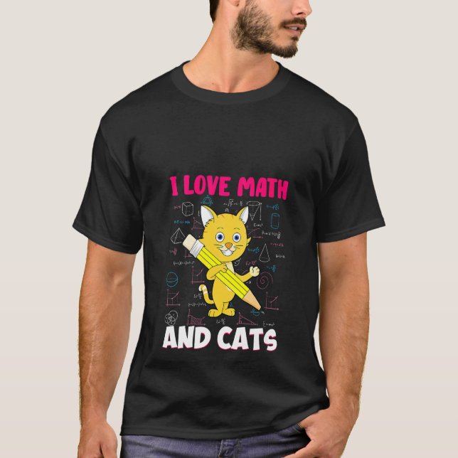 Frauen, die ich Liebe Mathe und Katzen Feline Kitt T-Shirt (Vorderseite)
