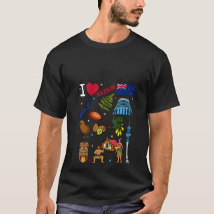 Frauen, die ich Liebe Neuseeland. Handgezeichnete T-Shirt