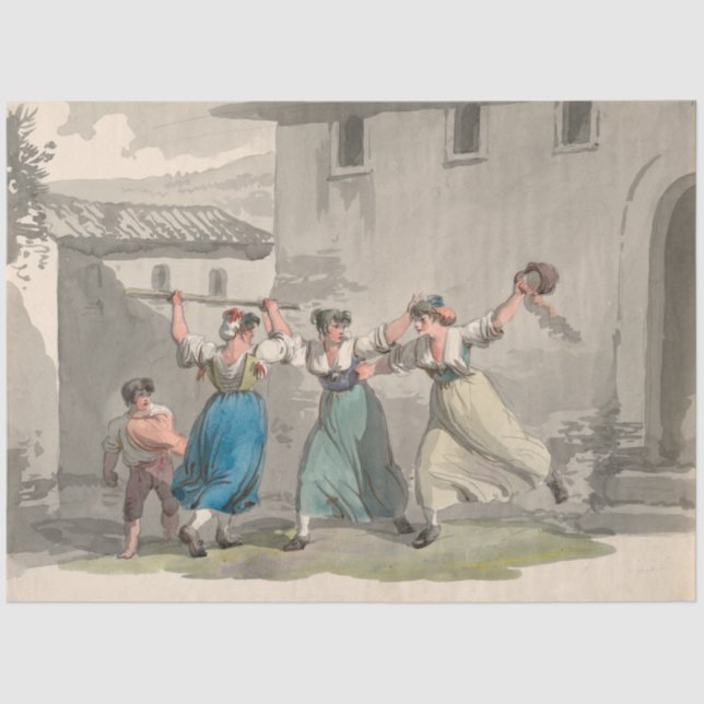 Frauen, die in Rom, Italien kämpfen (historische S Seidenpapier (Vorderseite)