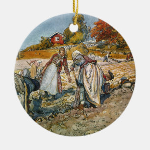 Frauen, die Kartoffeln graben Keramik Ornament