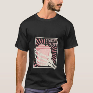 Frauen, die lebendes Skelett Bleibe haben, trinken T-Shirt