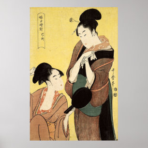 Frauen, die mit dem Spiegel spielen Poster