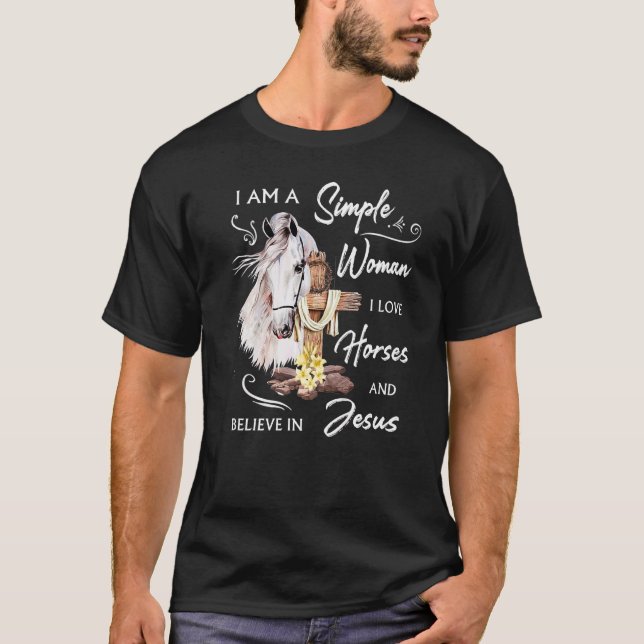 Frauen, die Pferde und Jesus Pferd Cowgirl Equ Lie T-Shirt (Vorderseite)