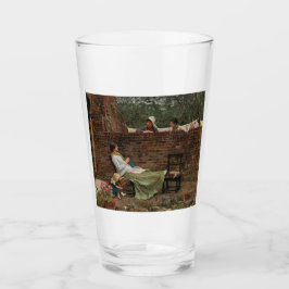 Frauen, die über der Gartenmauer chatten (Klatsch) Glas