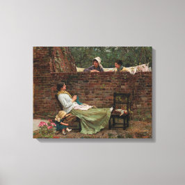 Frauen, die über der Gartenmauer chatten (Klatsch) Leinwanddruck