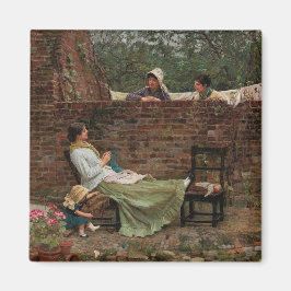 Frauen, die über der Gartenmauer chatten (Klatsch) Magnet