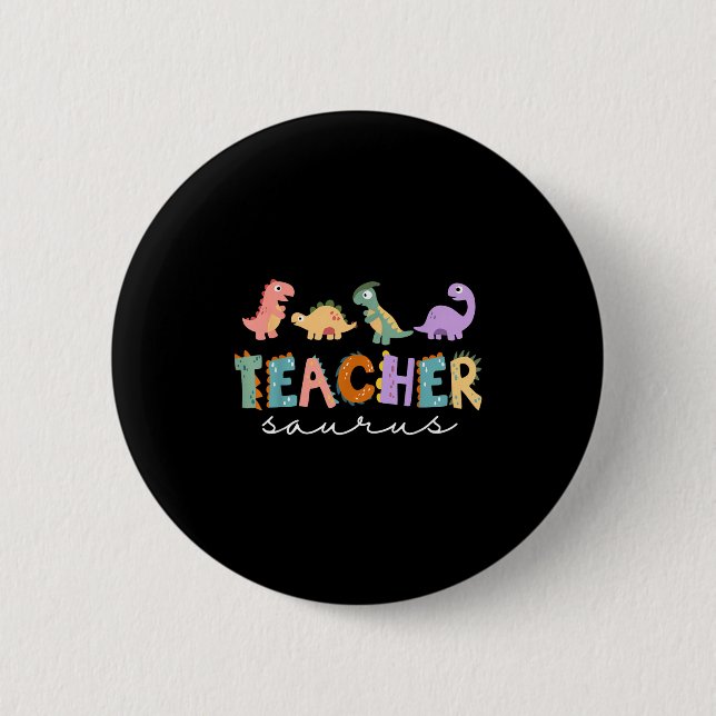 Frauen Dinosaur Lehrerin Teachersaurus Rex Funny D Button (Vorderseite)