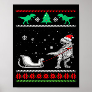 Frauen Dinosaurier Schlitten Frohe Weihnachten Häs Poster