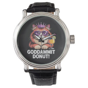 Frauen Donut Prinzessin Katze Meme Armbanduhr