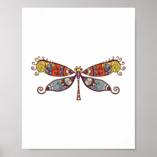 Frauen Dragonfly farbenfrohe Grafik Poster