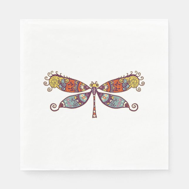 Frauen Dragonfly farbenfrohe Grafik Serviette (Vorderseite)