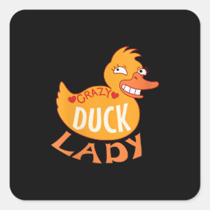 Frauen Duck Lady Geschenk Duckling und Ducky Quadratischer Aufkleber
