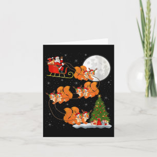Frauen Eichhörnchen Weihnachtsmann Schlitten Flieg Karte
