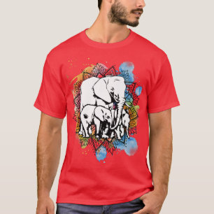Frauen Elefantenfamilie Wild Animal Mandala Graphi T-Shirt