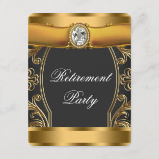Frauen Elegantes Black and Gold Rentirement Party Einladung
