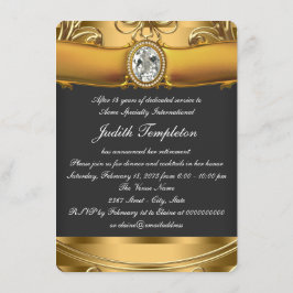 Frauen Elegantes Black and Gold Rentirement Party Einladung