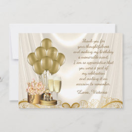 Frauen Elfenbein Gold Geburtstagsparty Danke Karte