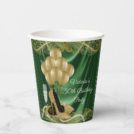 Frauen Emerald Green Gold Geburtstagsparty Paper C Pappbecher