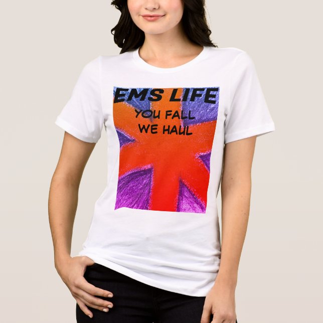 Frauen EMS Life orange pink und blau Tri-Blend Shirt (Vorderseite)