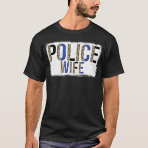 Frauen Enmr Leopard Police Ehefrau Life Thin Blue T-Shirt