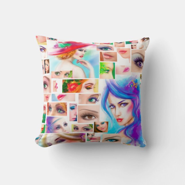 Frauen entgehen Collage Kissen (Vorderseite)