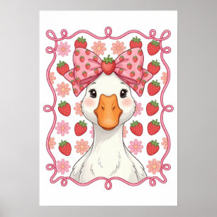 Frauen Erdbeergans Sommer Schleife Poster