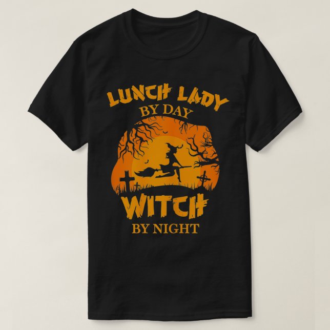 Frauen essen Lady by Day Hexe by Night Halloween T-Shirt (Design vorne)