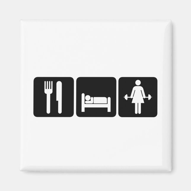 Frauen essen schlafende Liftgewichte Magnet (Vorne)