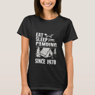 Frauen essen Sleep Camping seit 1970 Funny 49th Bi T-Shirt