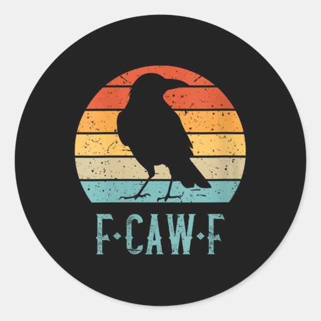 Frauen F-caw-f Black Crow Black Bird Retro Sunset Runder Aufkleber (Vorderseite)