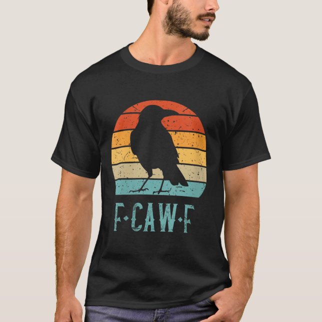 Frauen F-caw-f Black Crow Black Bird Retro Sunset T-Shirt (Vorderseite)