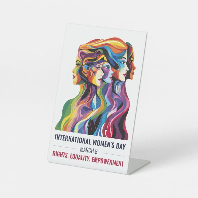 Frauen Faces Art | Internationaler Frauentag | IWD Sockelschild (Vorderseite)