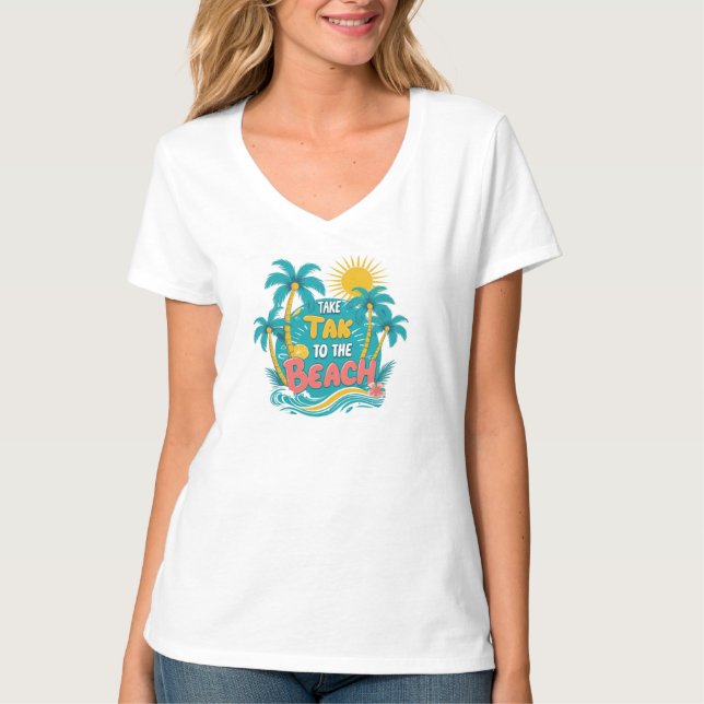 Frauen fahren am Strand T-Shirt (Vorderseite)