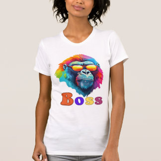 Frauen, farbenfrohe Boss Gorilla Head T-Shirt