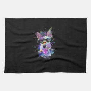 Frauen farbenfrohe Schnauzer Dog Design V-Neck Geschirrtuch