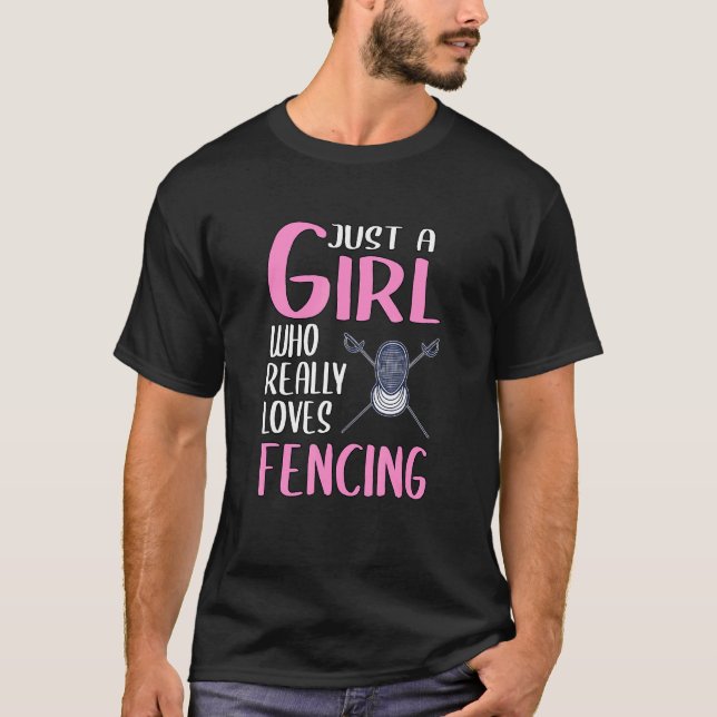 Frauen Fencer Nur ein Mädchen, das Lieben wirklich T-Shirt (Vorderseite)