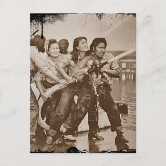 Frauen Feuerwehrleute Pearl Harbor 7. Dezember Postkarte (Vorderseite)