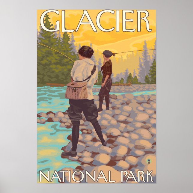 Frauen Fischen - Glacier National Park, MT Poster (Vorne)