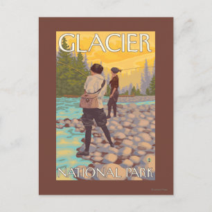 Frauen Fischen - Glacier National Park, MT Postkarte
