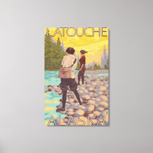 Frauen Fischen - Latouche, Alaska Leinwanddruck