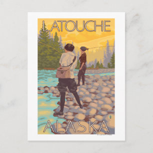 Frauen Fischen - Latouche, Alaska Postkarte