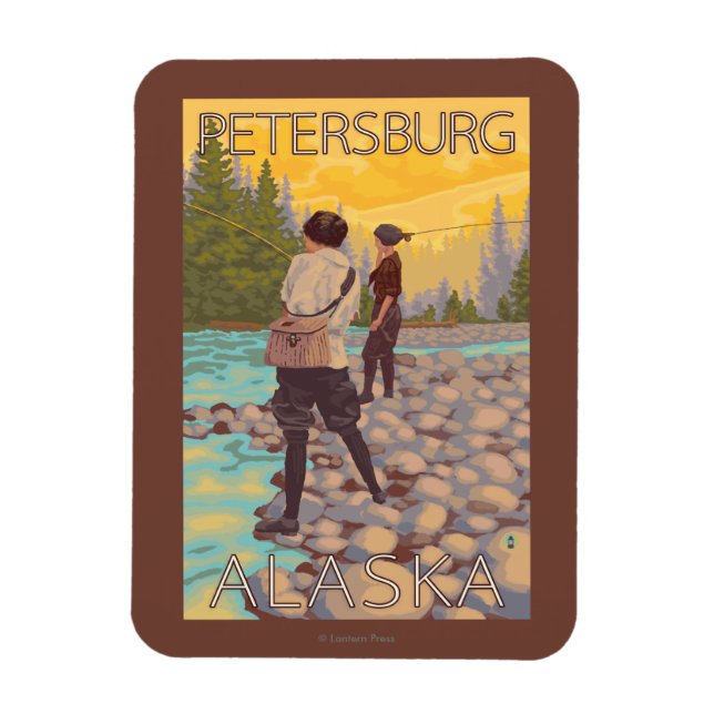 Frauen Fischen - Petersburg, Alaska Magnet (Vertikal)