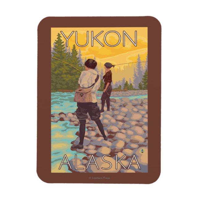 Frauen Fischen - Yukon, Alaska Magnet (Vertikal)