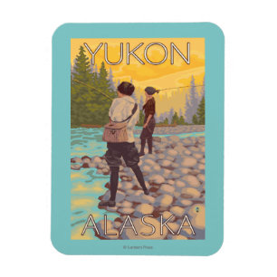 Frauen Fischen - Yukon, Alaska Magnet
