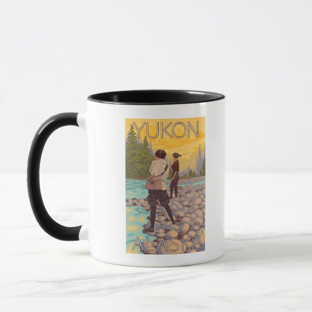 Frauen Fischen - Yukon, Alaska Tasse (Links)