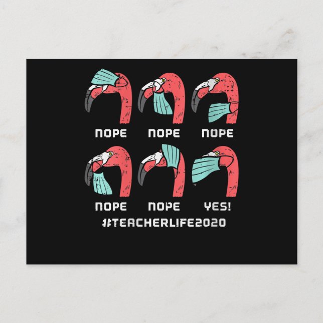 Frauen Flamingo Gesicht Maske Teacher Life 2020 So Ankündigungspostkarte (Vorderseite)