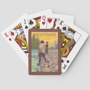 Frauen fliegen Fischen - Anchorage, Alaska Spielkarten