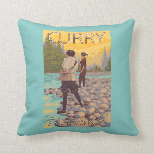 Frauen fliegen Fischen - Curry, Alaska Kissen