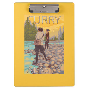 Frauen fliegen Fischen - Curry, Alaska Klemmbrett