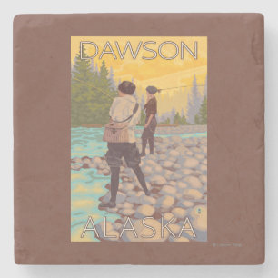 Frauen fliegen Fischen - Dawson, Alaska Steinuntersetzer